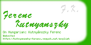 ferenc kutnyanszky business card